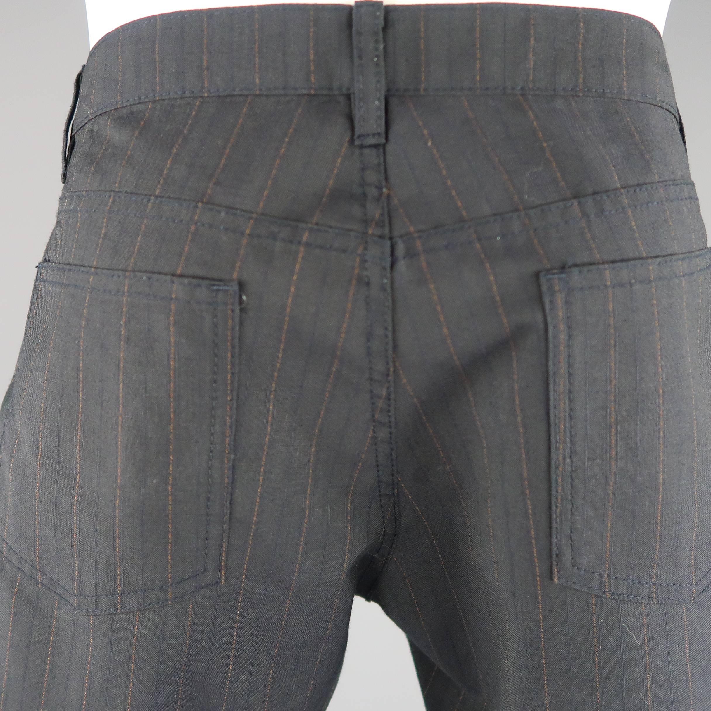 Men's COMME des GARCONS Size S Charcoal Stripe Wool Blend Short Shorts 1