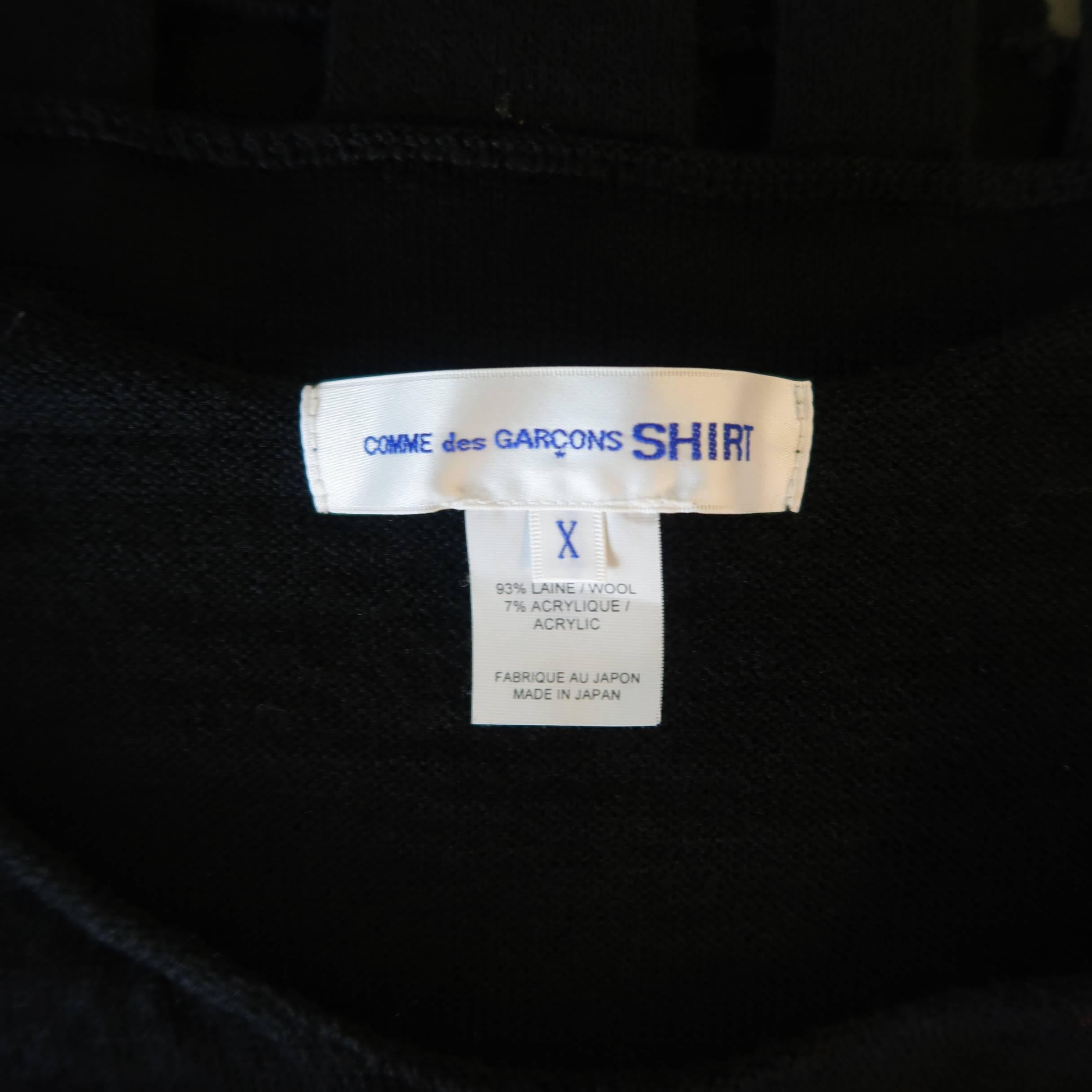 Men's COMME des GARCONS Size XL Black Wool Blend Multi-color Stripe Cutout Pullo 6