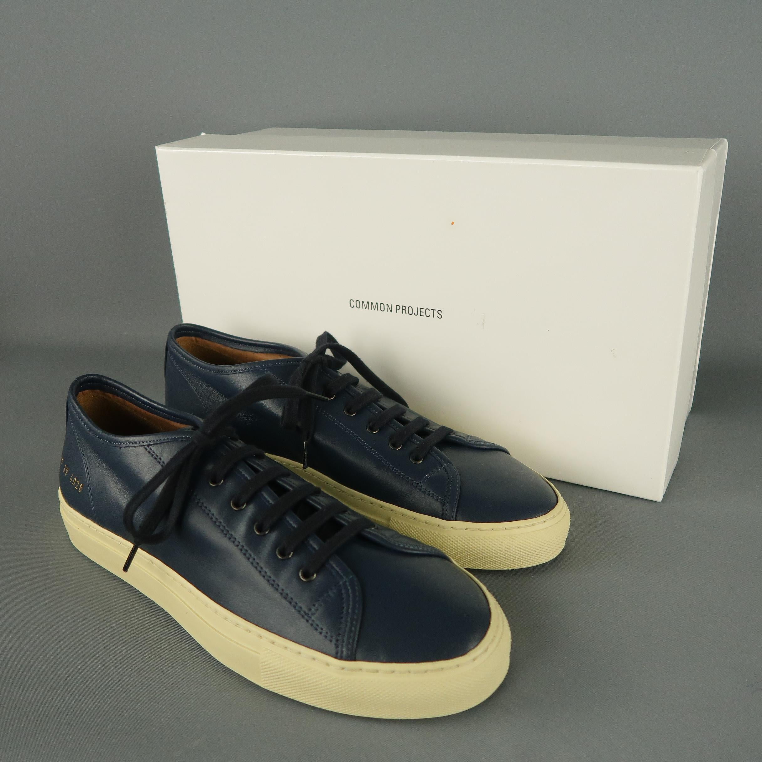 Men's COMMON PROJECTS Achilles Size 6 Navy Leather Sneakers 2