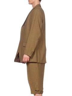 1990'S CORDINGS Green Wool Tweed Men's 20S Style English Made Sporting Pant Sui