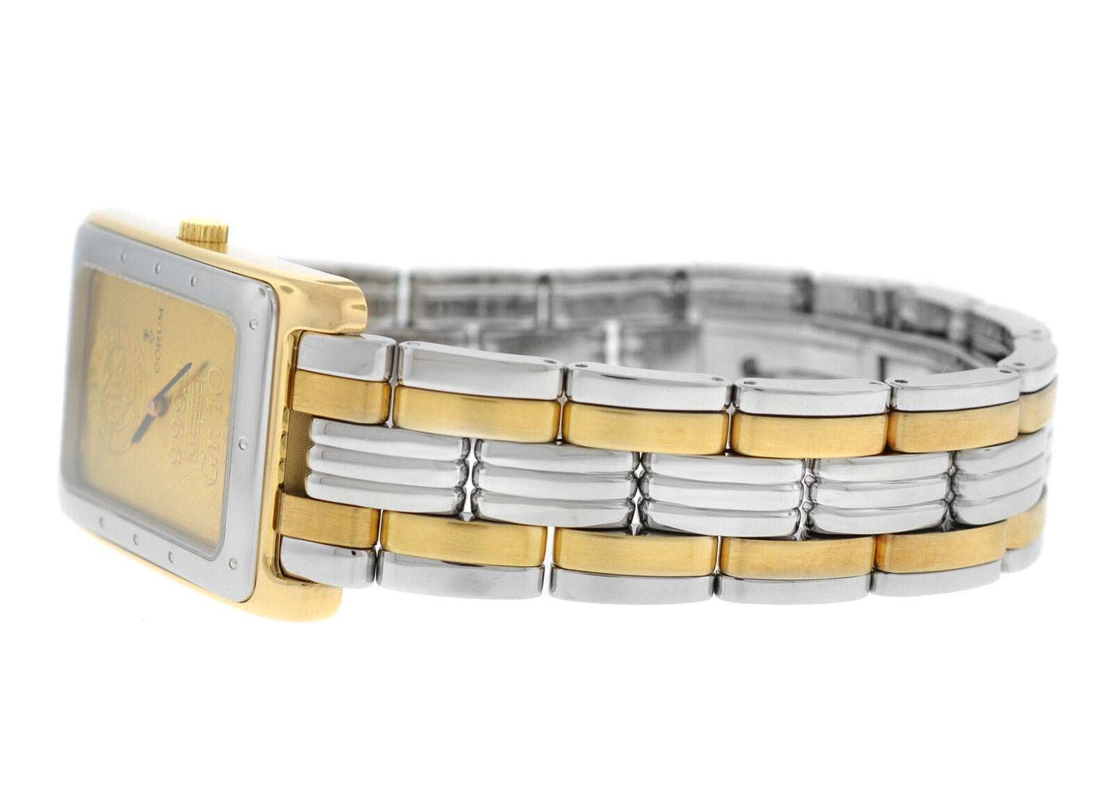Men's Corum Ingnot Steel 24 Karat 10 Gram Gold 999.9 Quartz Watch For Sale 3
