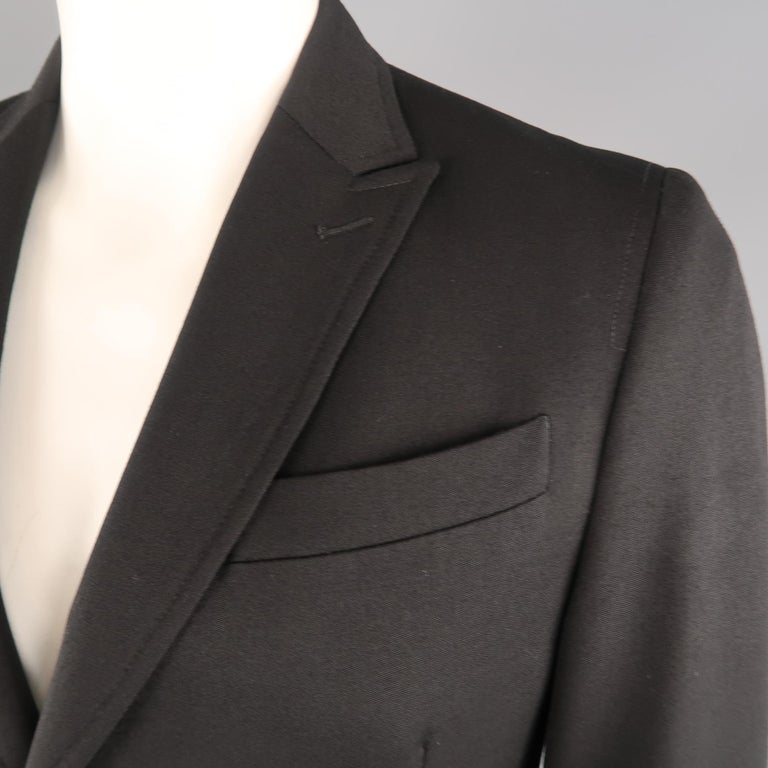 Men's CoSTUME NATIONAL Size 42 Black Solid Wool Peak Lapel Coat For ...