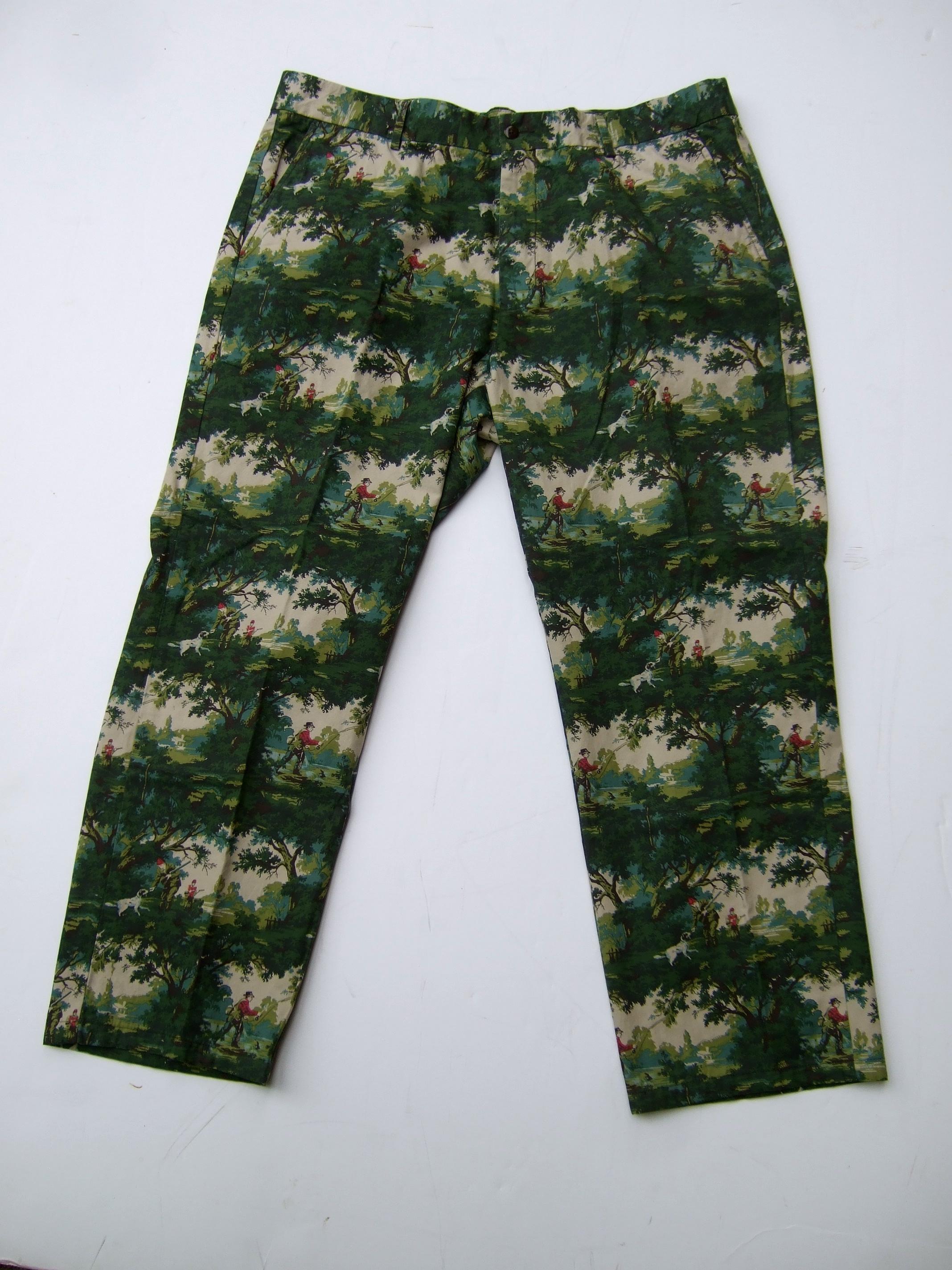 Mens Cotton Hunting & Fishing Print Trousers by Lamb & Sons Size 40 c 1990s For Sale 1