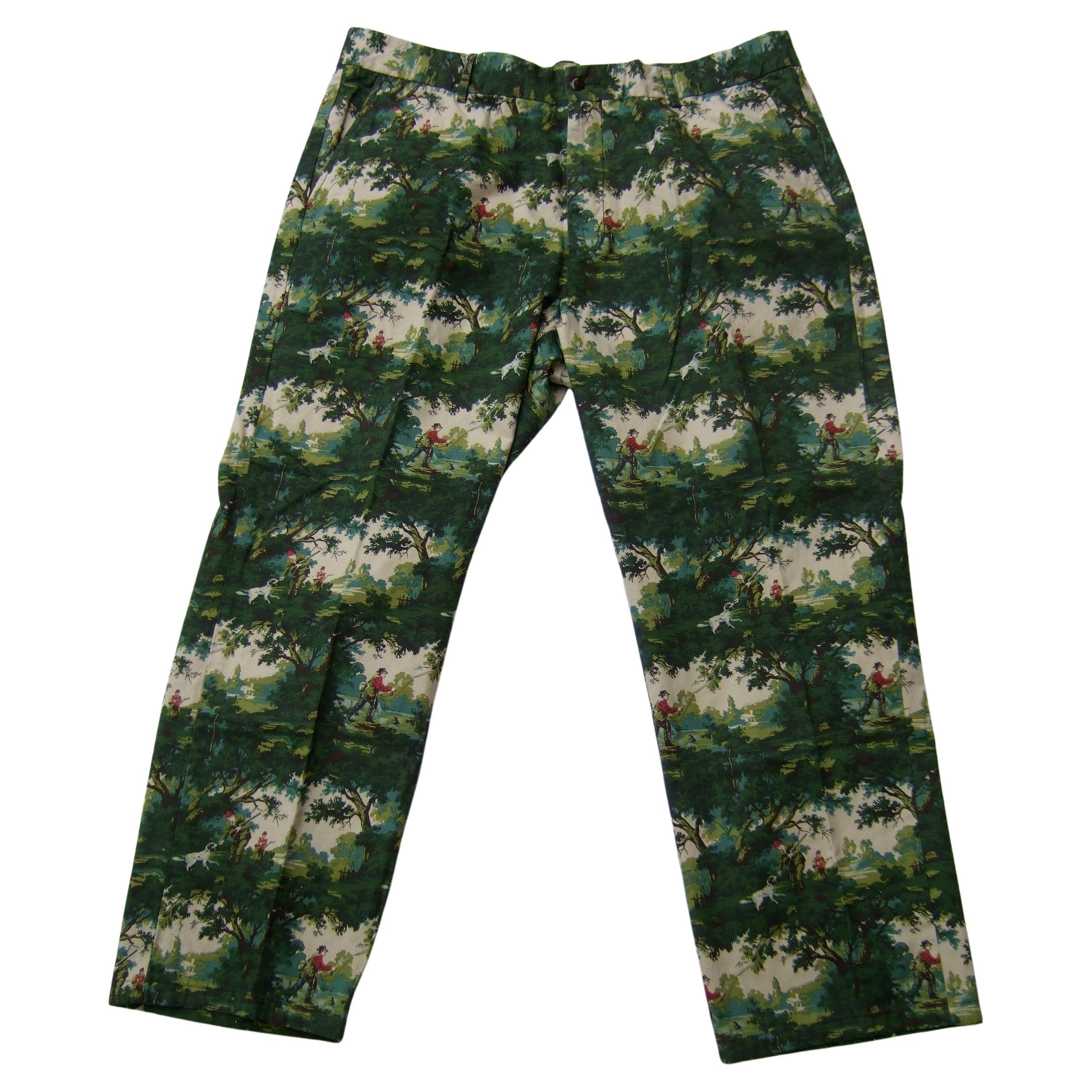 Mens Cotton Hunting & Fishing Print Trousers by Lamb & Sons Size 40 c 1990s For Sale