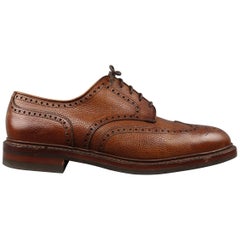 Men's CROCKETT & JONES Size 10.5 Brown Textured Leather Wingtip Lace Up Brogues