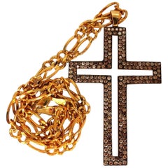 Mens Cross Necklace 4.70ct, Natural Fancy Color Diamonds 14kt