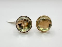 Mens cufflinks yellow gold 14KT lemon quartz gems cufflinks mens jewelry