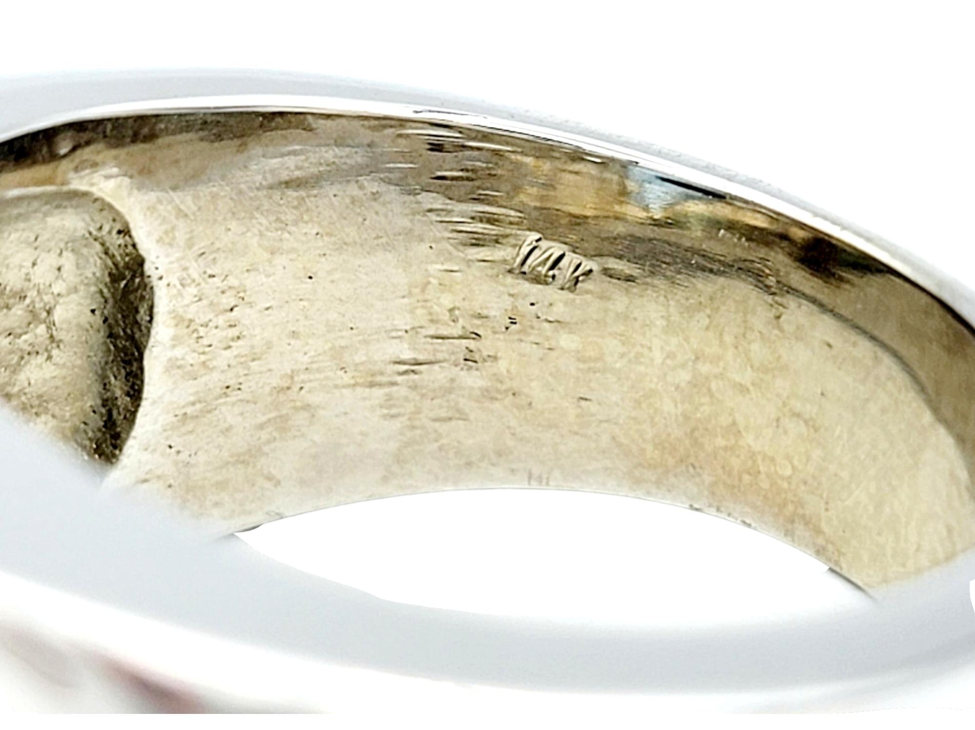 Mens Cushion Cut Aquamarine and Diamond Cigar Band Ring in 14 Karat White Gold For Sale 3