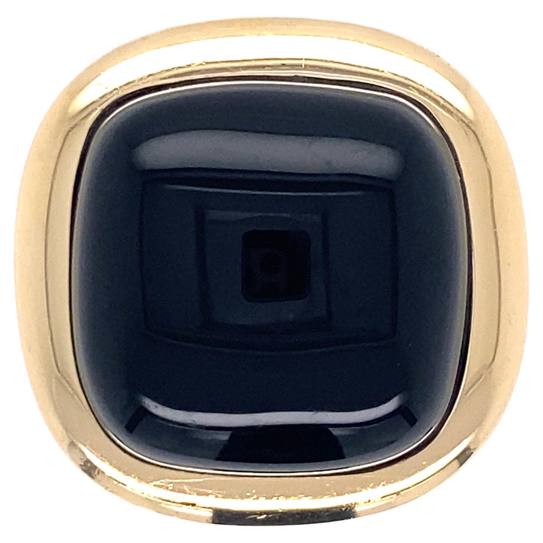 Men’s Cushion Shape Onyx Dome Gold Signet Ring Estate Fine Jewelry For Sale