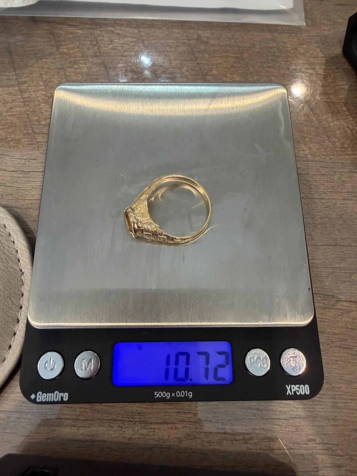 Herren Custom 14K Gelbgold 10MM natürlichen Citrin 10,72 Gramm Ring Größe 13,5 im Angebot 6