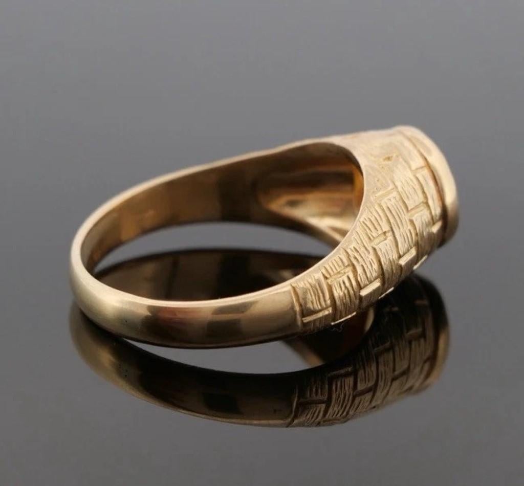 Herren Custom 14K Gelbgold 10MM natürlichen Citrin 10,72 Gramm Ring Größe 13,5 (Zeitgenössisch) im Angebot