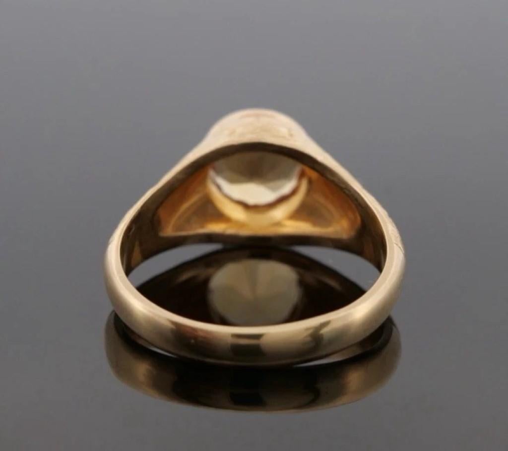 Herren Custom 14K Gelbgold 10MM natürlichen Citrin 10,72 Gramm Ring Größe 13,5 im Zustand „Gut“ im Angebot in Carmel By The Sea, CA