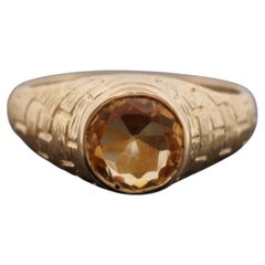 Bague pour homme en or jaune 14K 10MM Citrine Naturelle 10.72 Grammes Taille 13.5