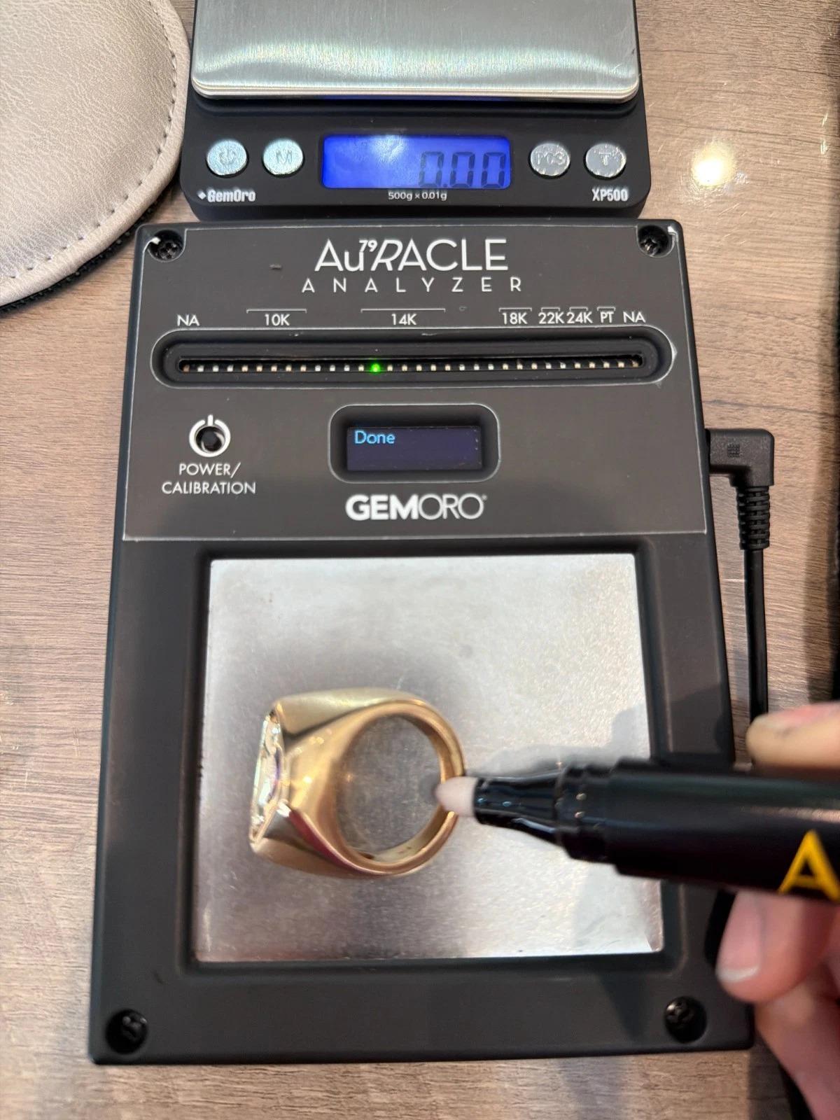 Herren Custom 40,72 Gramm Tansanit & Diamant 14K Gelbgold Ring Größe 12,5 im Angebot 6