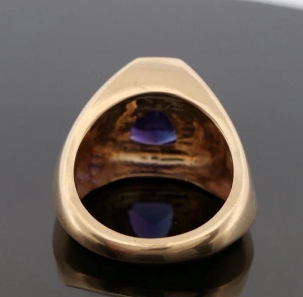 Herren Custom 40,72 Gramm Tansanit & Diamant 14K Gelbgold Ring Größe 12,5 Damen im Angebot