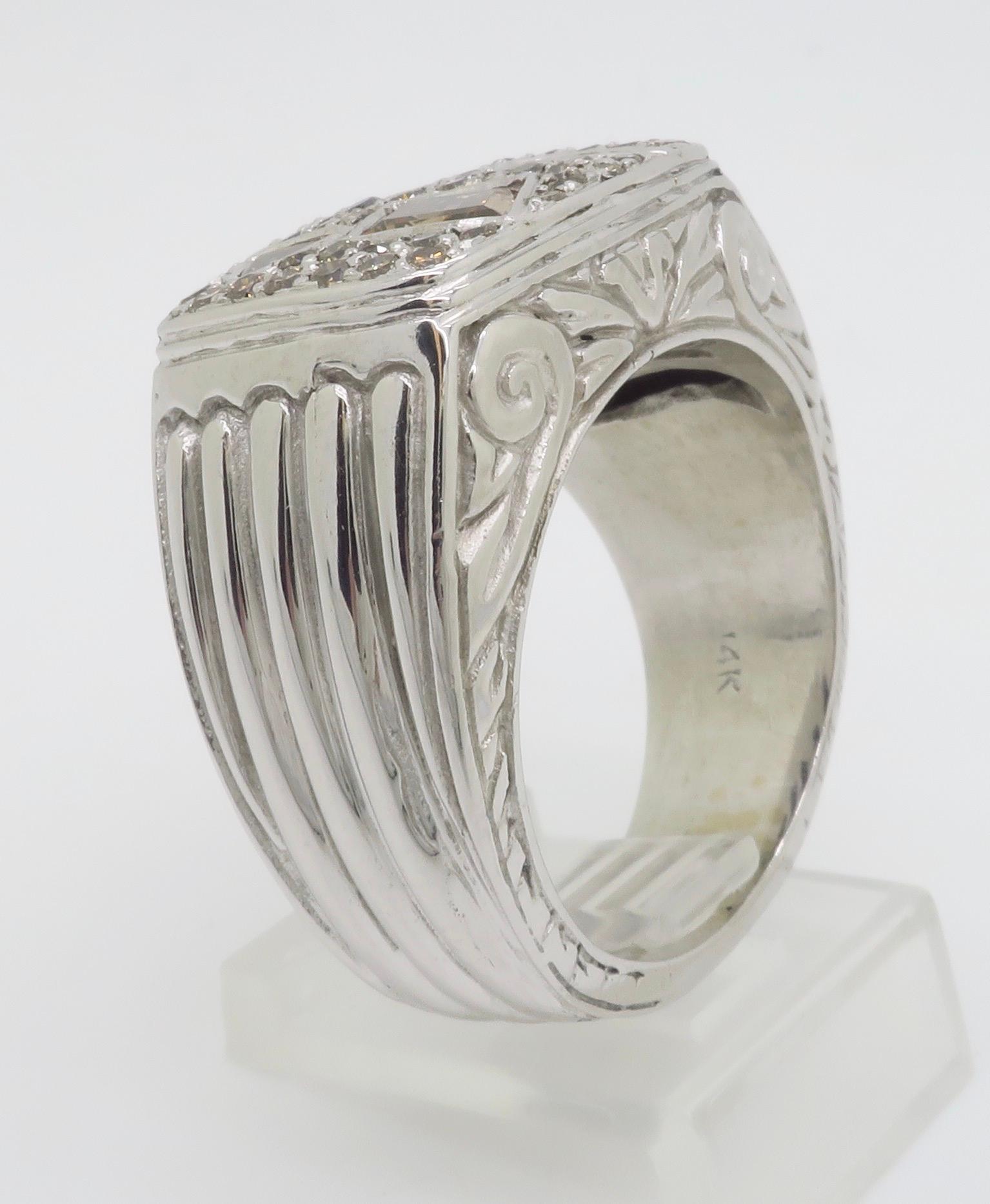 Herrenring mit 2,75CTW Schokoladen-Diamant im Sonderschliff im Angebot 6