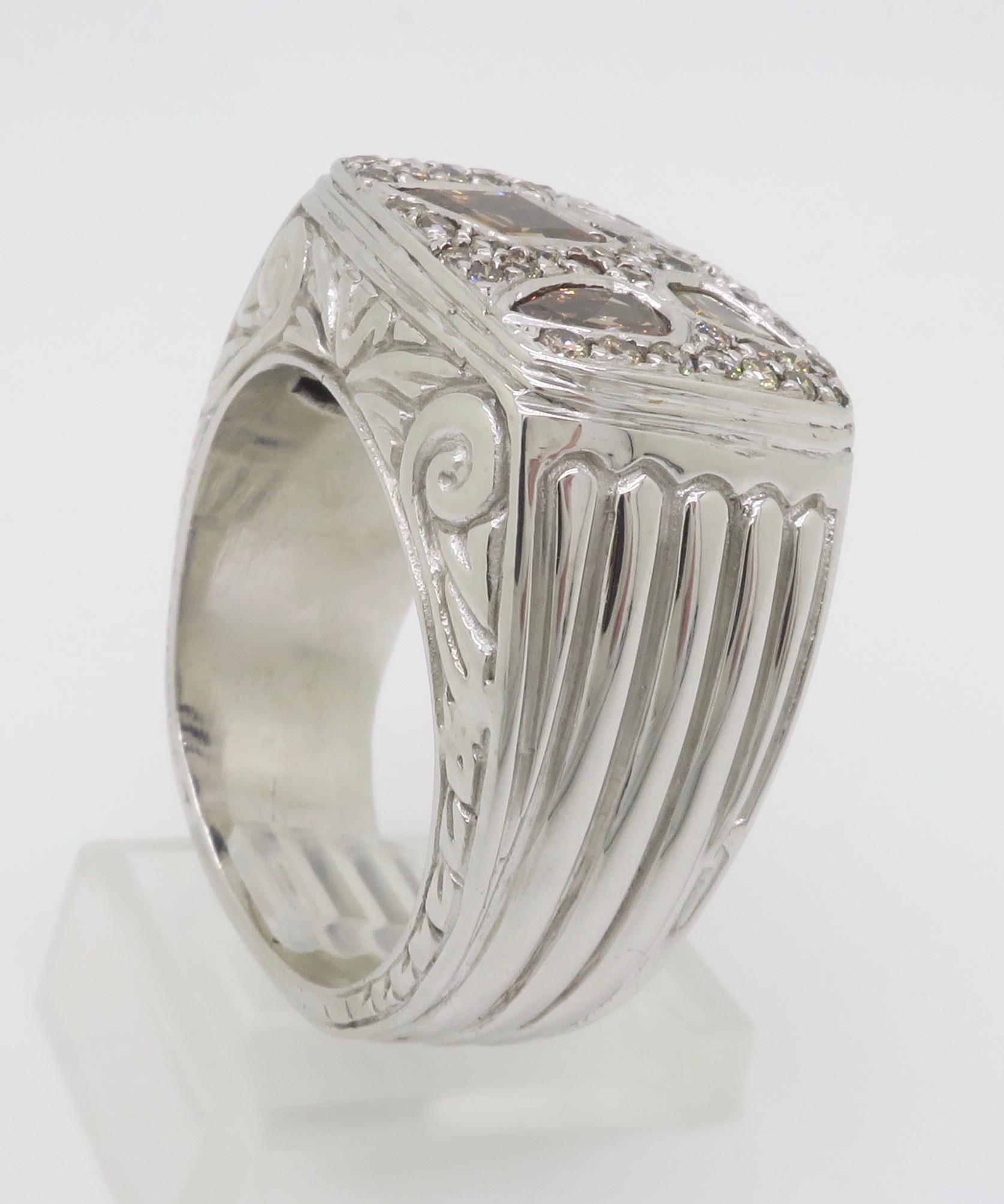Herrenring mit 2,75CTW Schokoladen-Diamant im Sonderschliff im Angebot 8