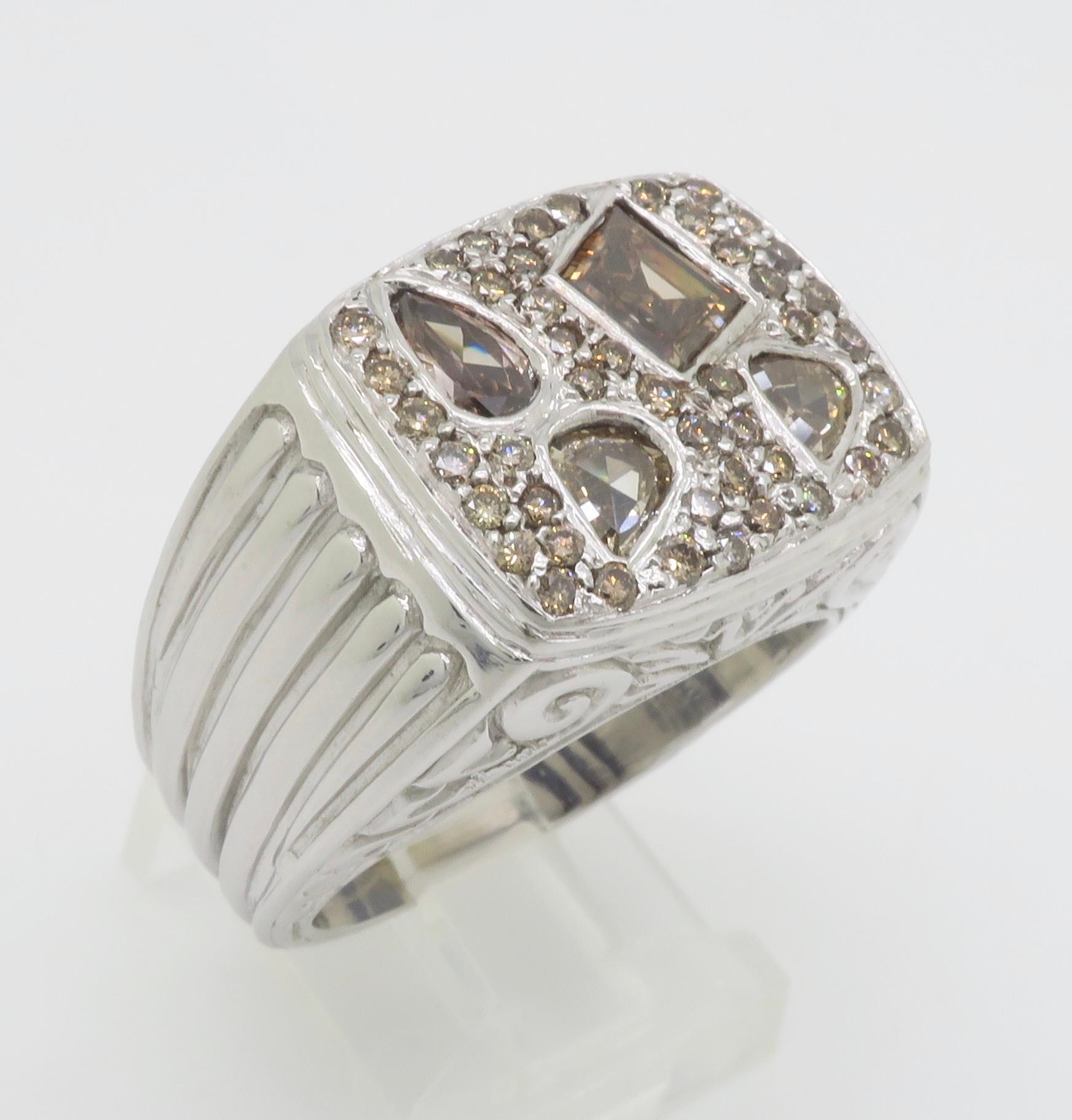 Herrenring mit 2,75CTW Schokoladen-Diamant im Sonderschliff im Angebot 9