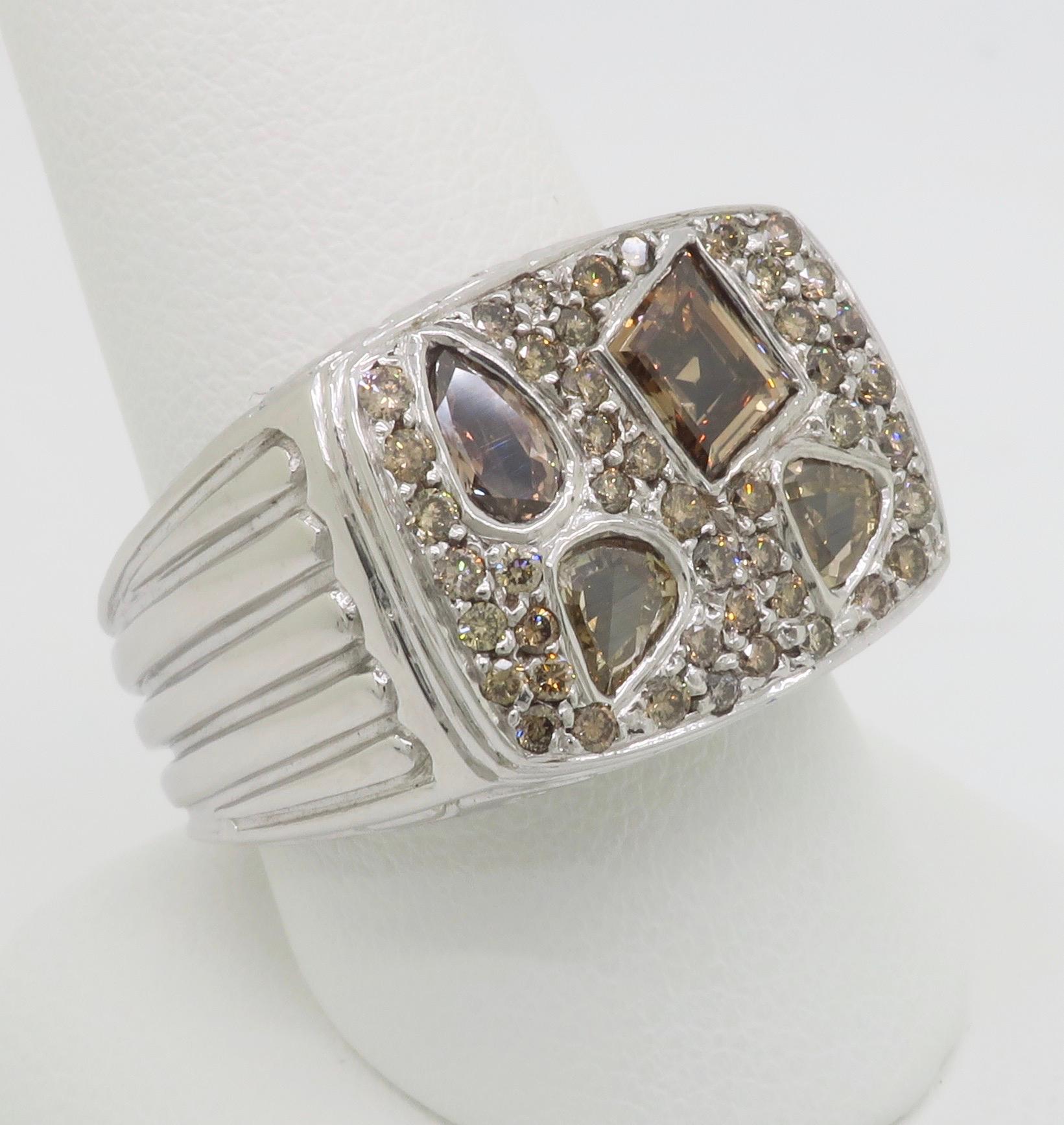 Herrenring mit 2,75CTW Schokoladen-Diamant im Sonderschliff im Angebot 1