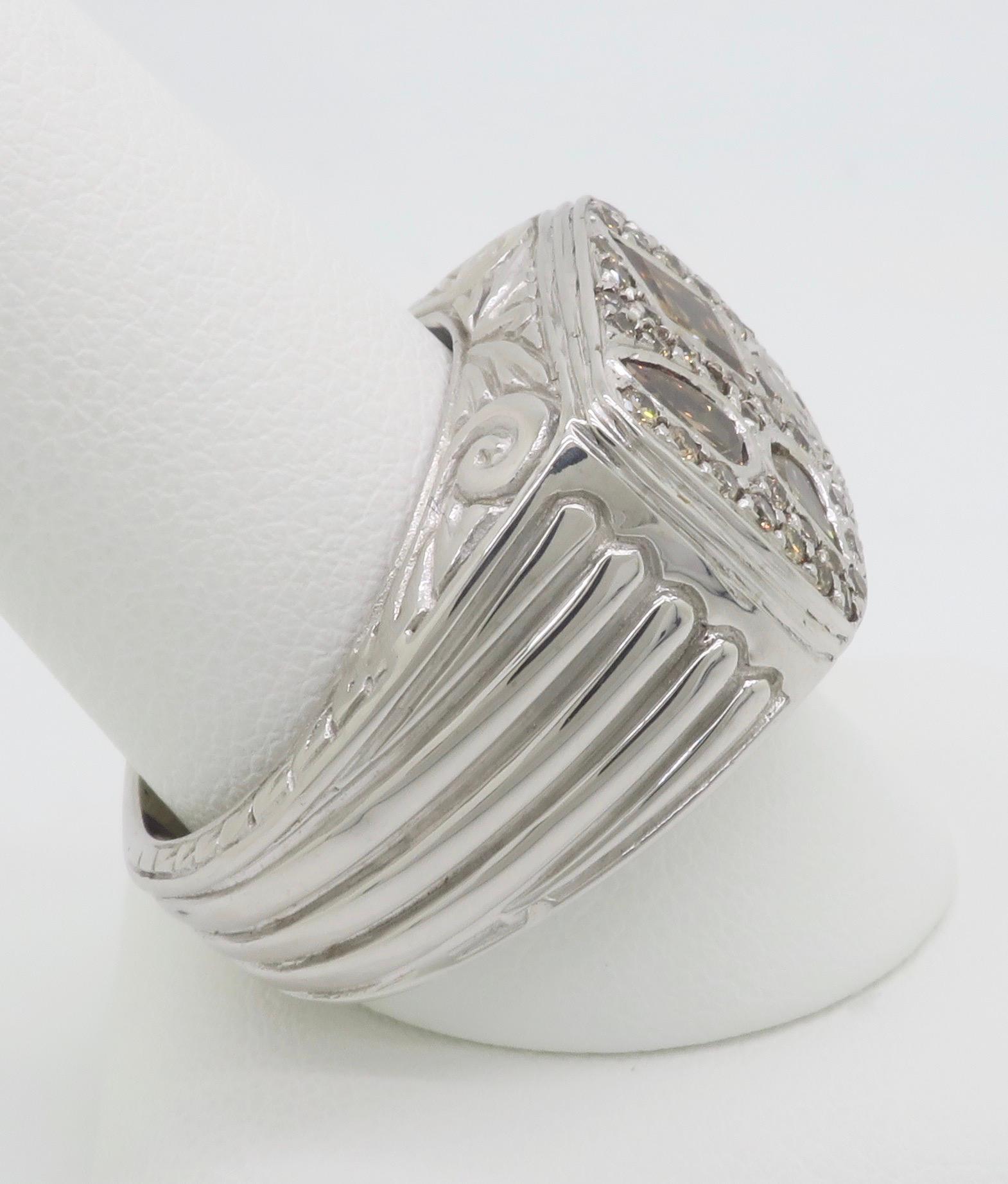 Herrenring mit 2,75CTW Schokoladen-Diamant im Sonderschliff im Angebot 2