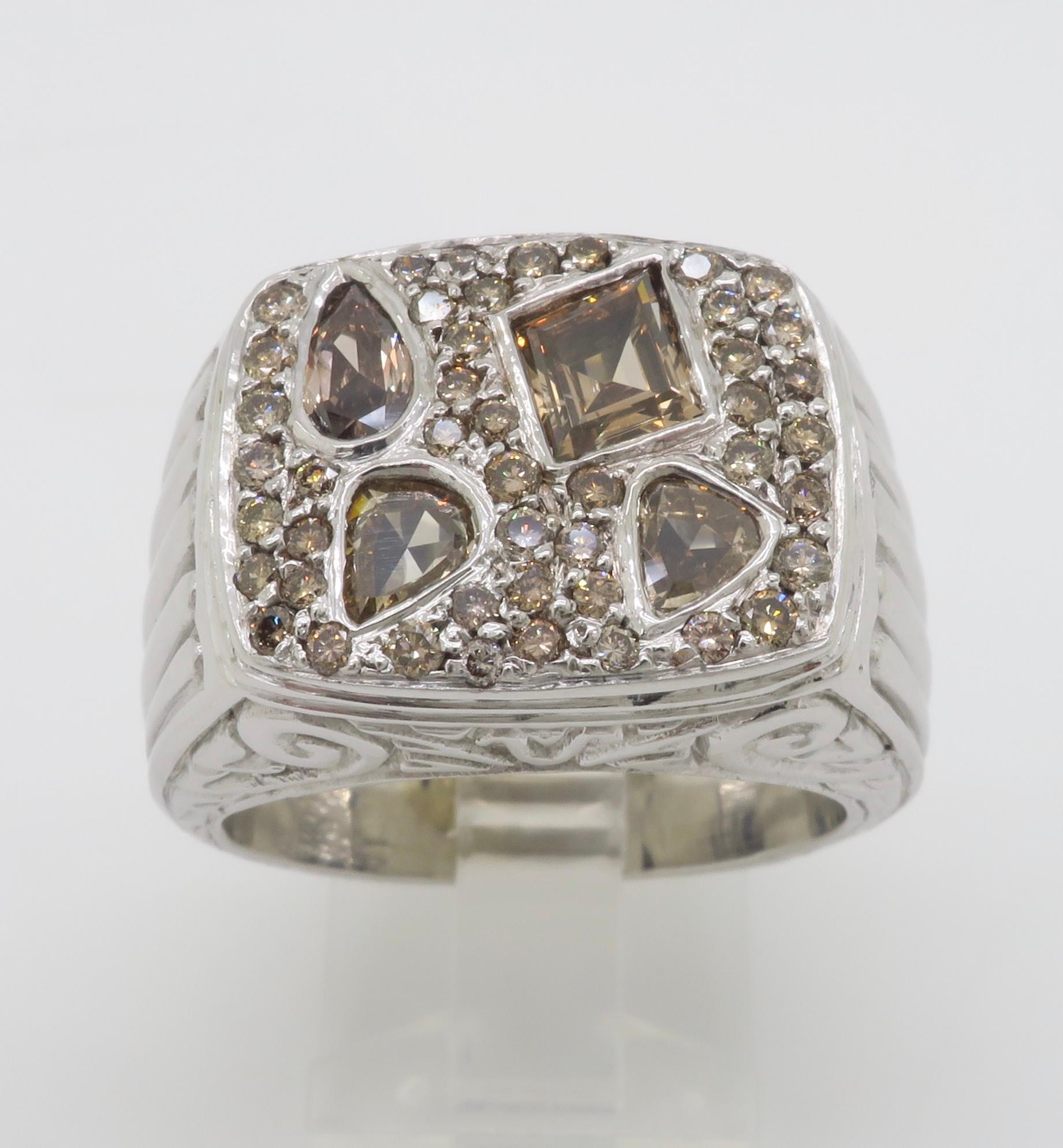 Herrenring mit 2,75CTW Schokoladen-Diamant im Sonderschliff im Angebot 3