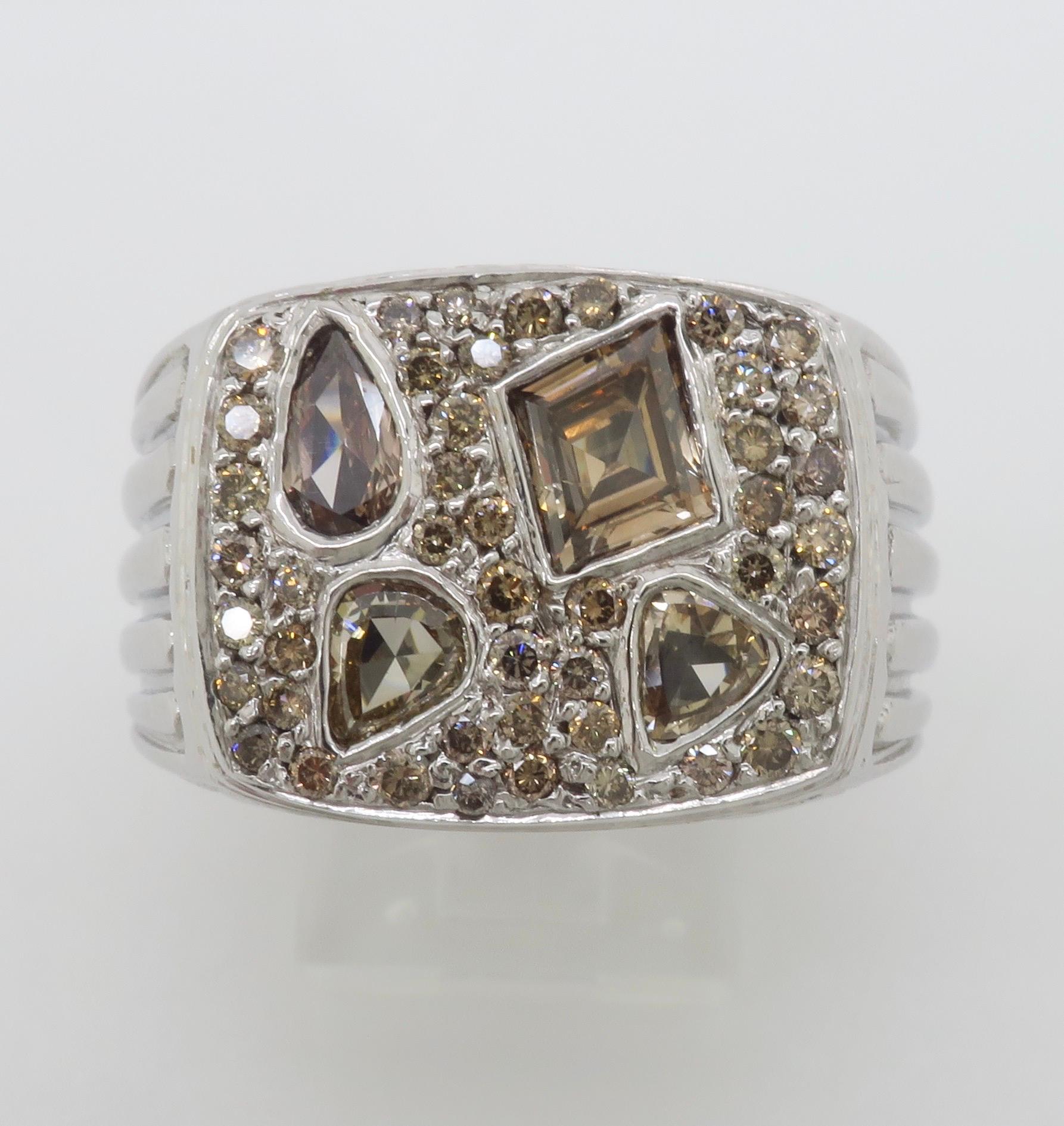 Herrenring mit 2,75CTW Schokoladen-Diamant im Sonderschliff im Angebot 4