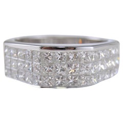 Men's Custom Made 18 Karat White Gold Ring with 2.89ctw In Princess Cut Diamonds