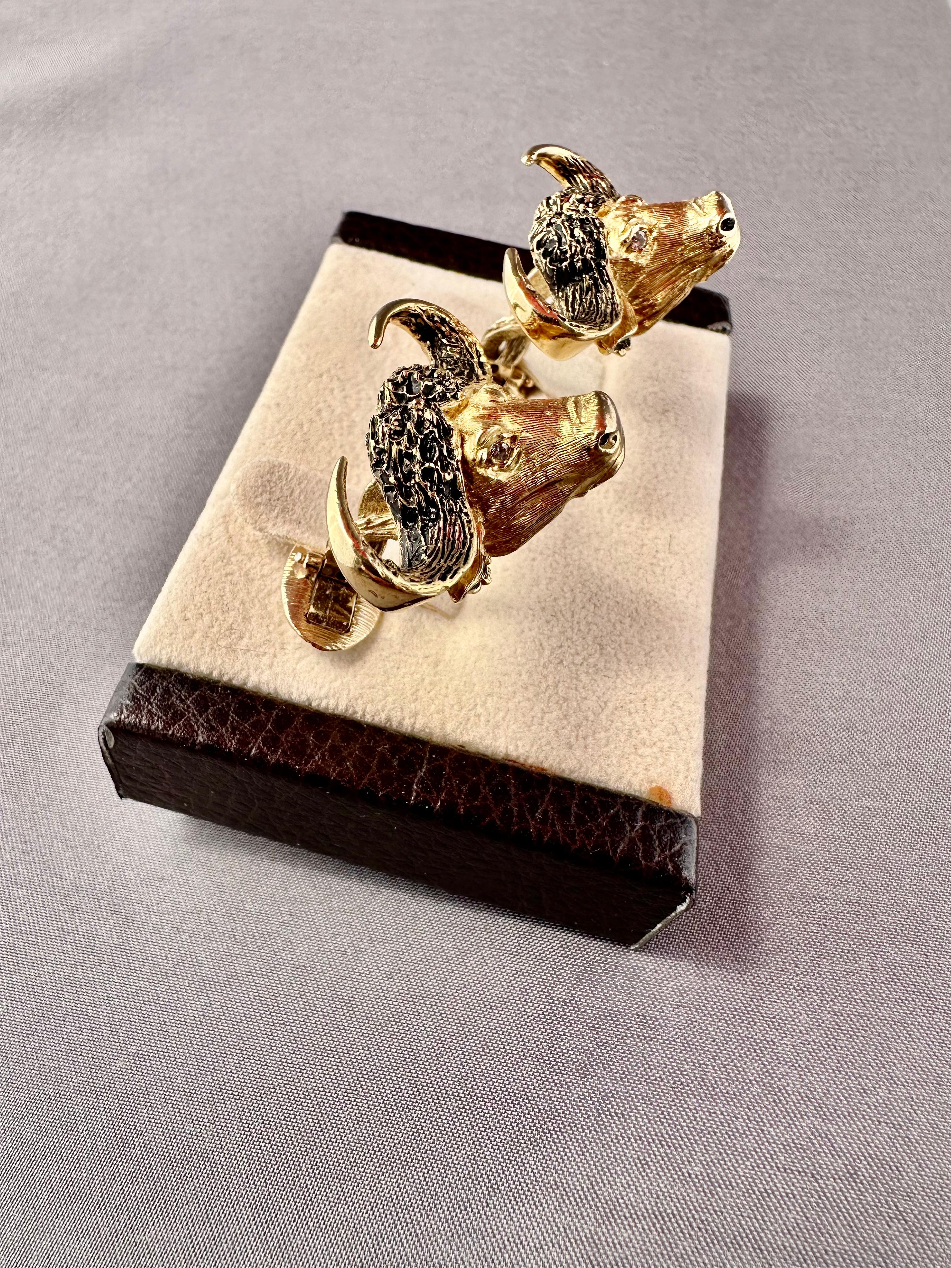 Men's Custom Made 18k Gold & Diamond African Water Buffalo Cufflinks


Description / Condition: New.  All jewelry has been professionally scrutinized and cleaned prior to being offered for sale. 

Manufacturer: Custom made by 