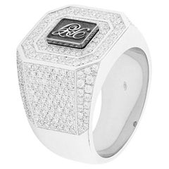 Men's Custom White Diamond Pavè Signet Ring