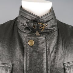 Men's DALLAS 38 Black Leather Snap Pocket Belted Jacket