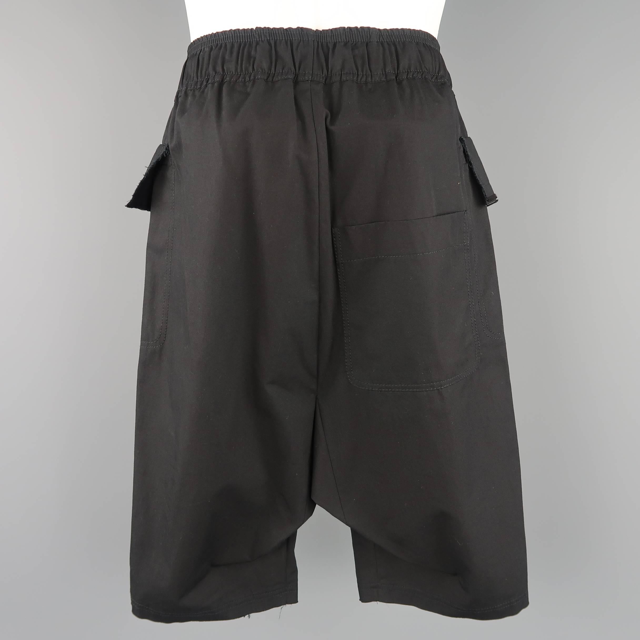Women's or Men's Men's DAMIR DOMA Size S Black Cotton Flap Pocket Tied Drop Crotch Shorts