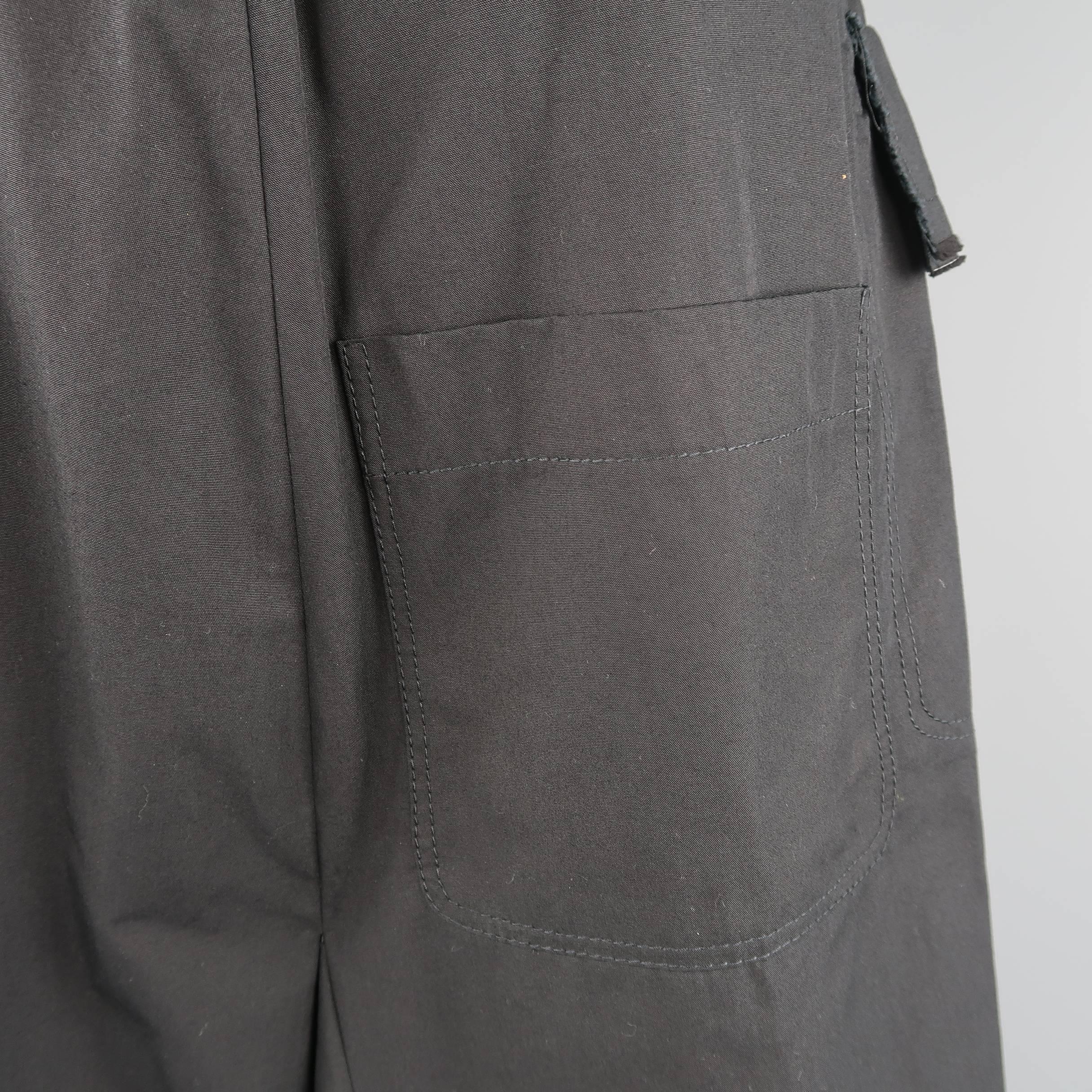 Men's DAMIR DOMA Size S Black Cotton Flap Pocket Tied Drop Crotch Shorts 1