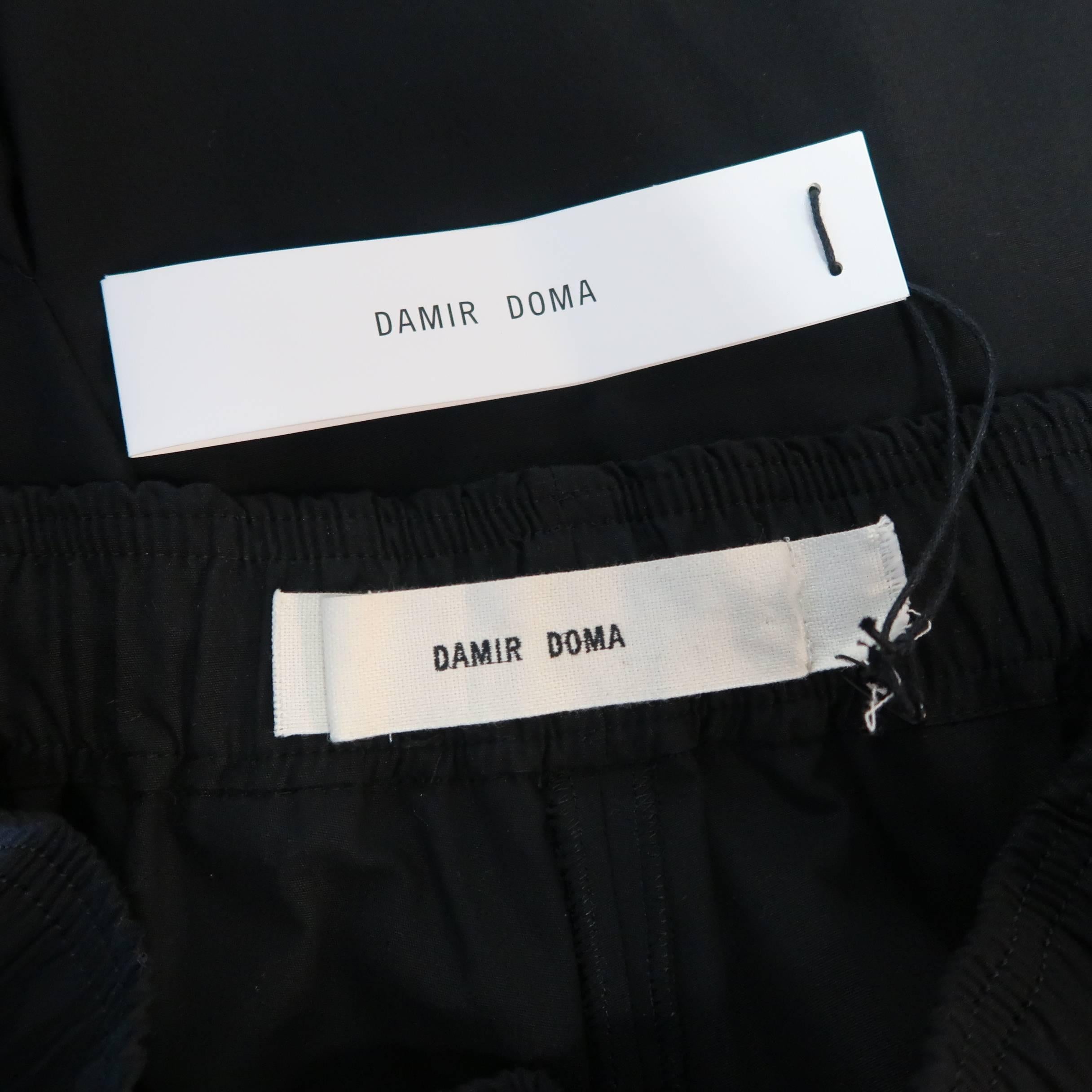 Men's DAMIR DOMA Size S Black Cotton Flap Pocket Tied Drop Crotch Shorts 3