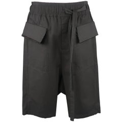 Men's DAMIR DOMA Size S Black Cotton Flap Pocket Tied Drop Crotch Shorts