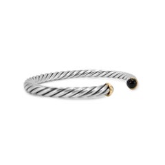Bracelet manchette pour homme en or 14K et argent 925 avec câble en onyx 6MM David Yurman
