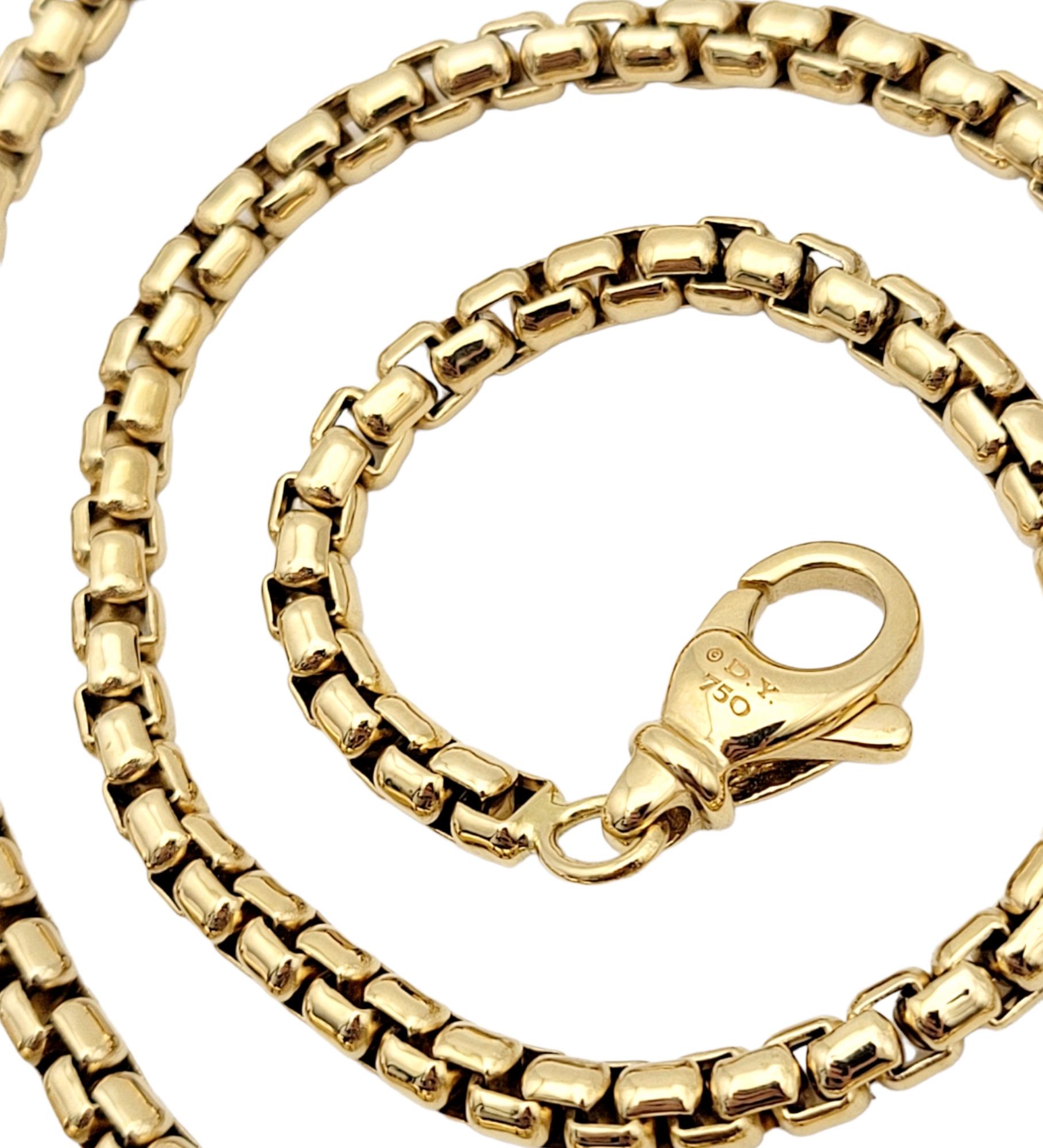 Men's David Yurman 18 Karat Yellow Gold Box Chain Link Necklace In Excellent Condition In Scottsdale, AZ