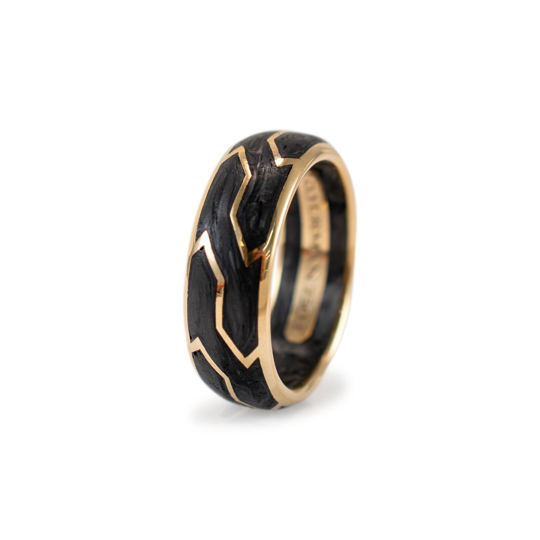 Anneau de mariage 8,5 mm en or jaune 18K de David Yurman, en carbone forgé Excellent état - En vente à Houston, TX