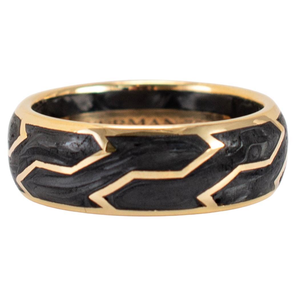 Men’s David Yurman 18K Yellow Gold Forged Carbon 8.5mm Wedding Band Ring