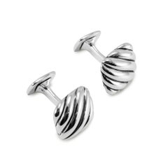 Men’s David Yurman 925 Sterling Silver Sculpted Cable Cushion Cufflinks