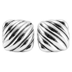 Men’s David Yurman 925 Sterling Silver Sculpted Cable Cushion Cufflinks