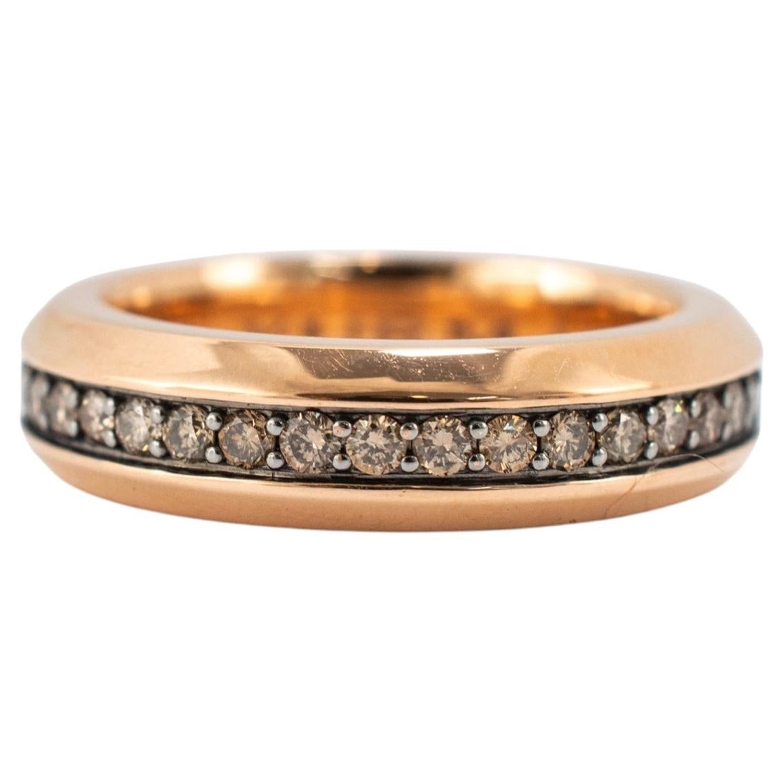 Bague pour homme David Yurman, en or rose 18 carats à bords biseautés, sertie de diamants couleur cognac d'un poids total de 0,87 carat, largeur de 6 mm en vente