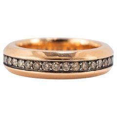 Men’s David Yurman Beveled 18K Rose Gold 0.87ctw Cognac Diamonds 6MM Band Ring