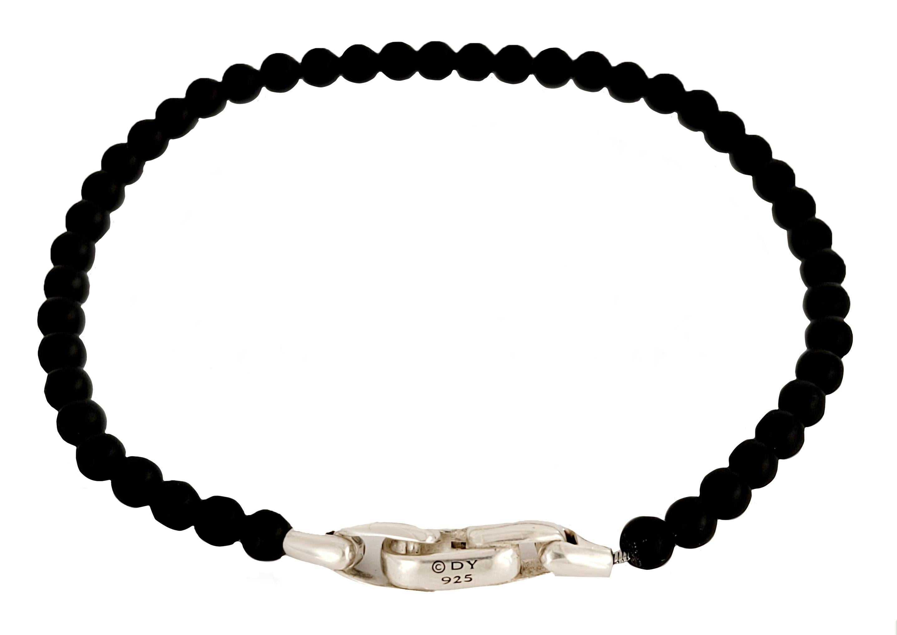 Men's David Yurman Spiritual Beads Bracelet in Sterling Silver with Black Onyx In New Condition For Sale In New York, NY