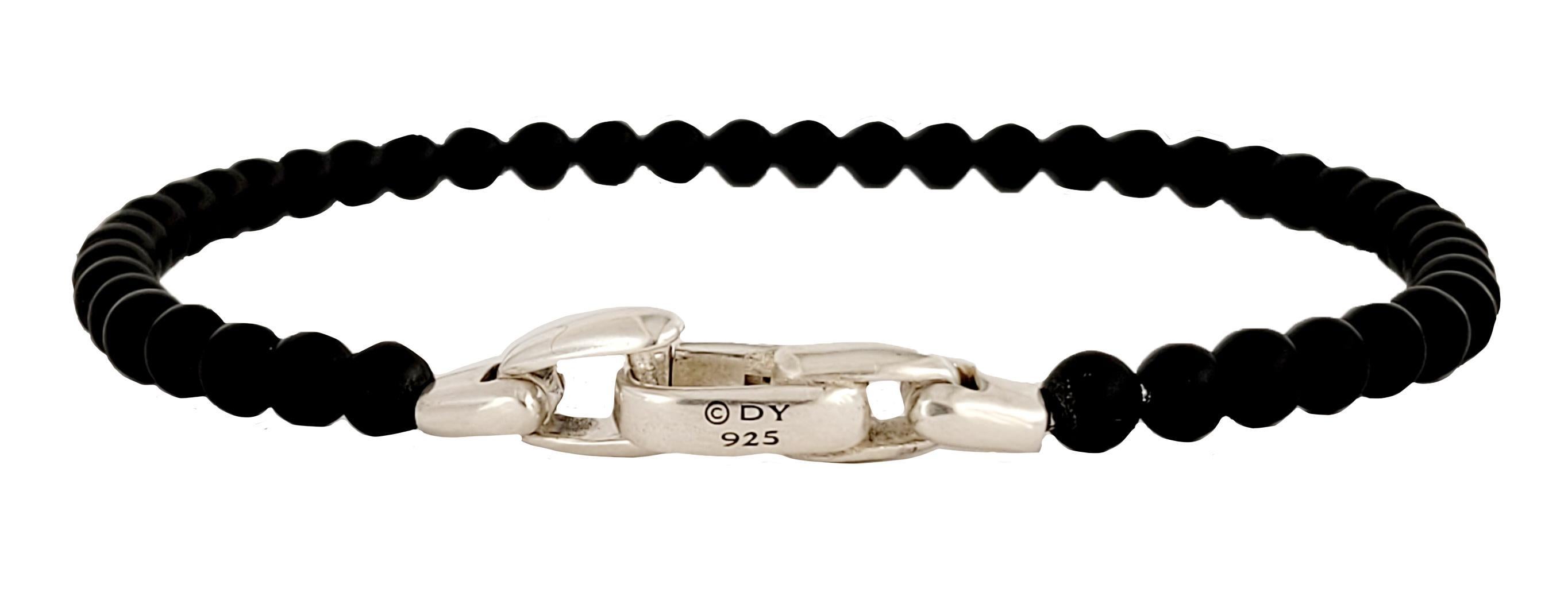 Men's David Yurman Spiritual Beads Bracelet in Sterling Silver with Black Onyx For Sale 1
