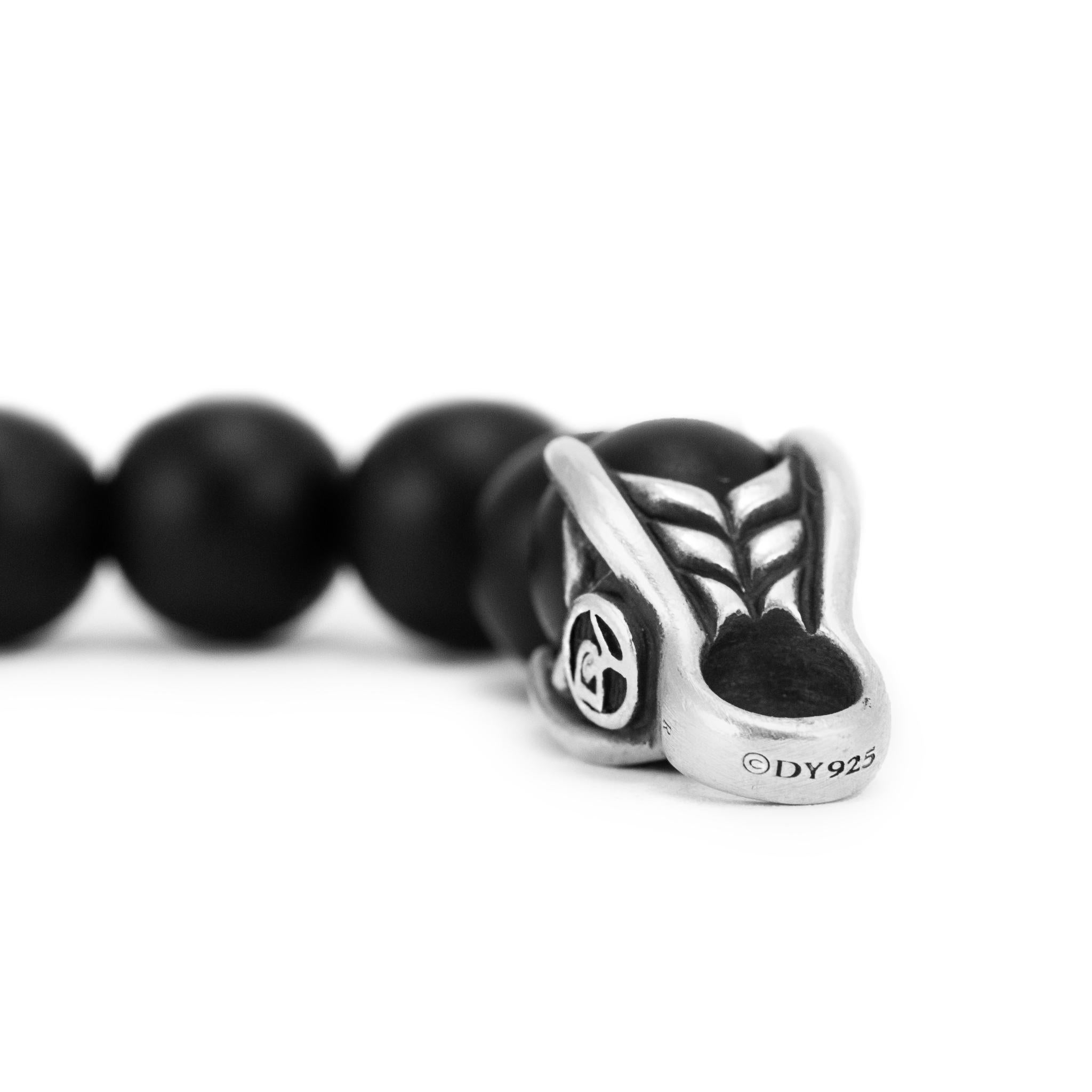 De los hombres Pulsera de eslabones con cuentas espirituales de ónice negro de 8 mm de plata de ley David Yurman para hombre en venta