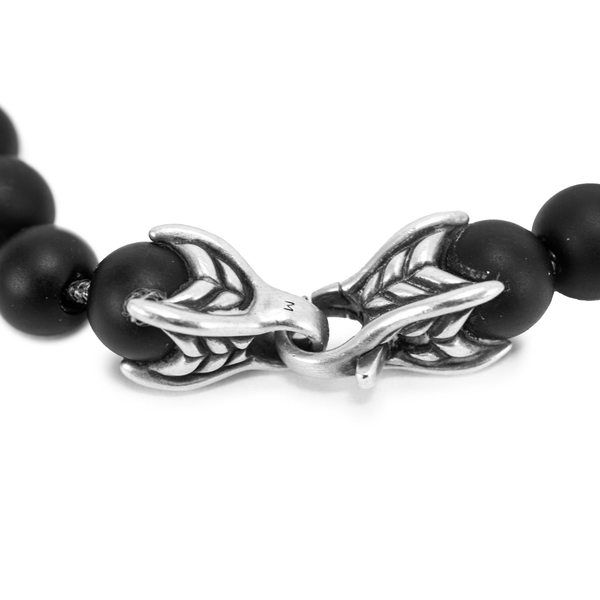 Pulsera de eslabones con cuentas espirituales de ónice negro de 8 mm de plata de ley David Yurman para hombre en venta 2