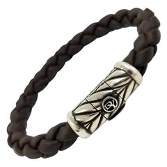 Men's David Yurman Sterling Silver and Brown Rubber Bracelet