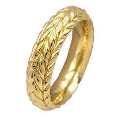 Mens David Yurman Textured Chevron Motif Band Ring in 18 Karat Yellow Gold