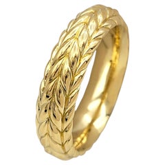 Mens David Yurman Textured Chevron Motif Band Ring in 18 Karat Yellow Gold