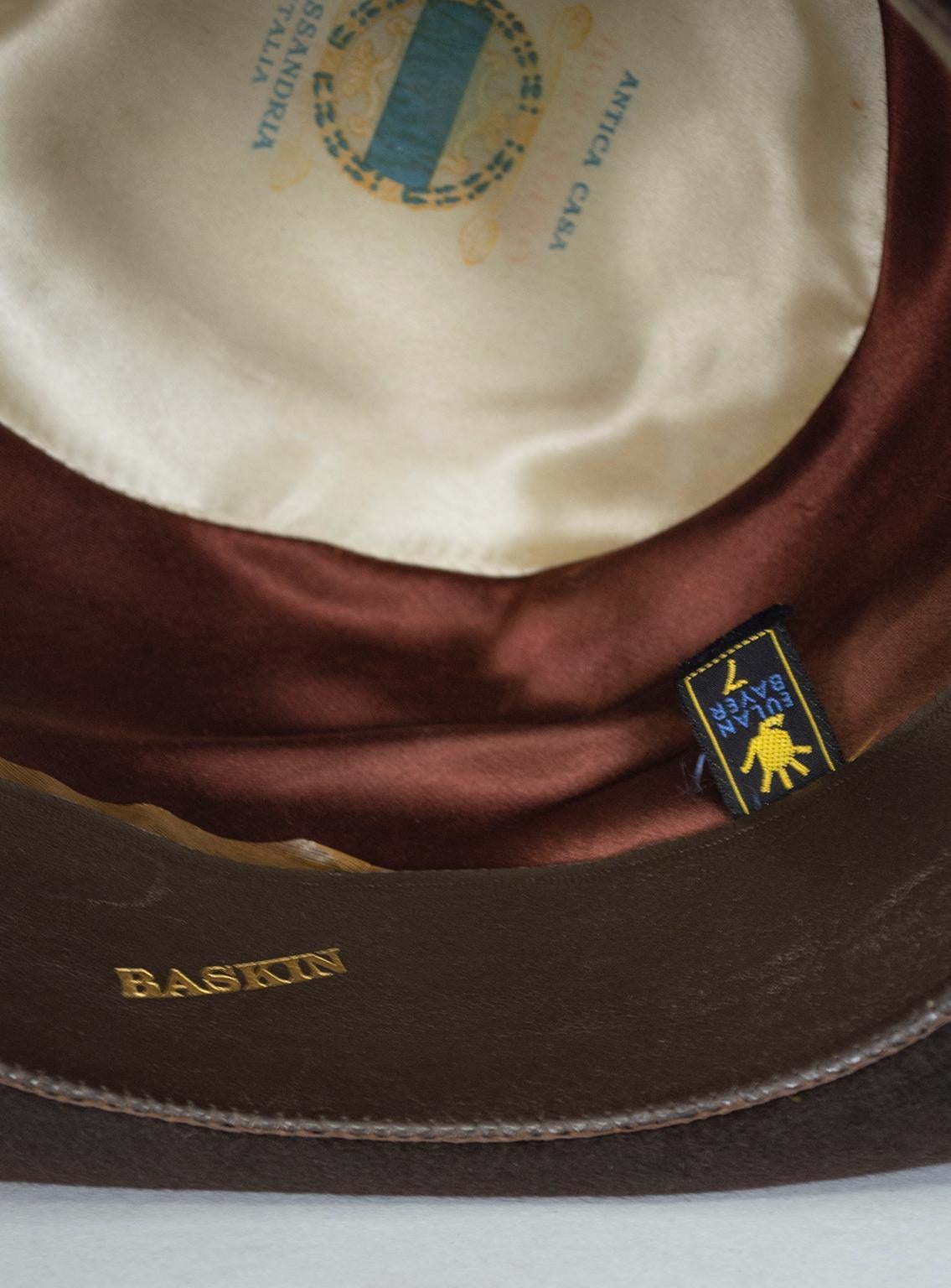 Men’s Deep Brown Borsalino Diamonte 25 Fur Felt Fedora Hat – size 7, 1940s For Sale 1